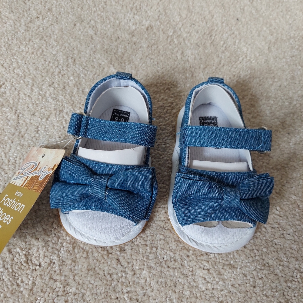 Newborn Denim Bow Sandals